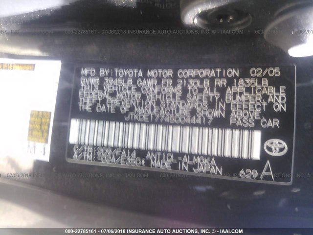 JTKDE177450044417 - 2005 TOYOTA SCION TC 黑色 照片 9
