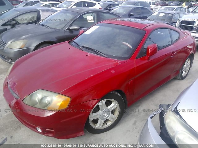 KMHHN65F93U066673 - 2003 HYUNDAI TIBURON GT RED photo 2