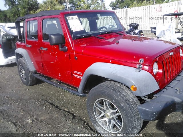 1J4BA3H18BL504862 - 2011 JEEP WRANGLER UNLIMITE SPORT RED photo 1