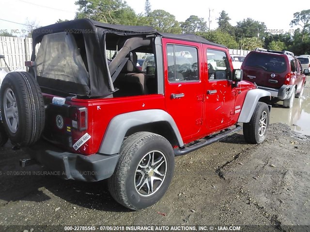 1J4BA3H18BL504862 - 2011 JEEP WRANGLER UNLIMITE SPORT RED photo 4