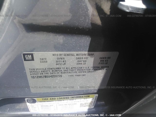 1G1ZH57B594255729 - 2009 CHEVROLET MALIBU 1LT 灰色 照片 9