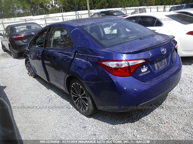 2T1BURHE6FC382812 - 2015 TOYOTA COROLLA L/LE/LE PLS/PRM/S/S PLS BLUE photo 3