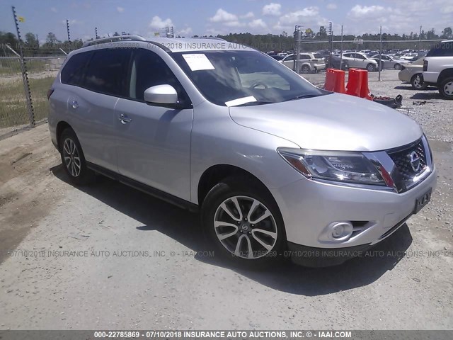 5N1AR2MN0DC636302 - 2013 NISSAN PATHFINDER S/SV/SL/PLATINUM SILVER photo 1