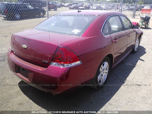 2G1WB5E33E1115930 - 2014 CHEVROLET IMPALA LIMITED LT RED photo 4