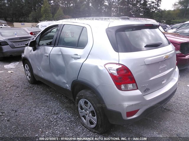 KL7CJKSB4HB128159 - 2017 CHEVROLET TRAX LS SILVER photo 3