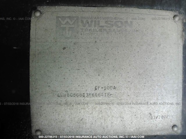 4WWBGB6B03M606418 - 2003 WILSON TRAILER CO FLATBED  Unknown photo 9