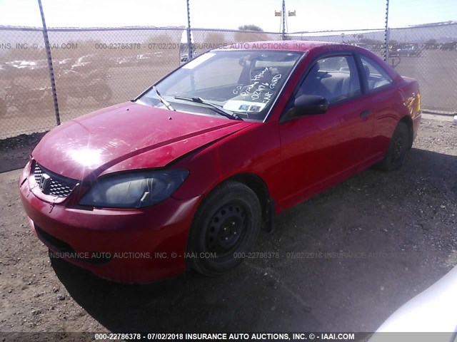 1HGEM21185L021196 - 2005 HONDA CIVIC DX VP RED photo 2