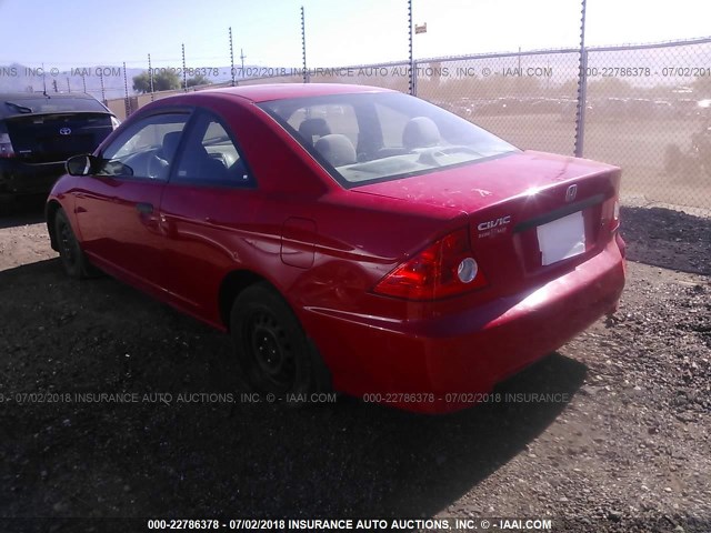 1HGEM21185L021196 - 2005 HONDA CIVIC DX VP RED photo 3