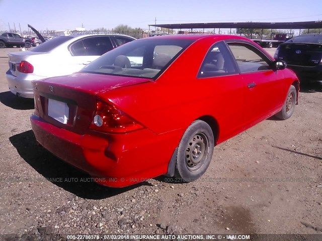 1HGEM21185L021196 - 2005 HONDA CIVIC DX VP RED photo 4