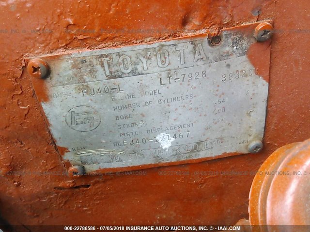 FJ40121467 - 1972 TOYOTA LAND CRUISER FJ40 ORANGE photo 9