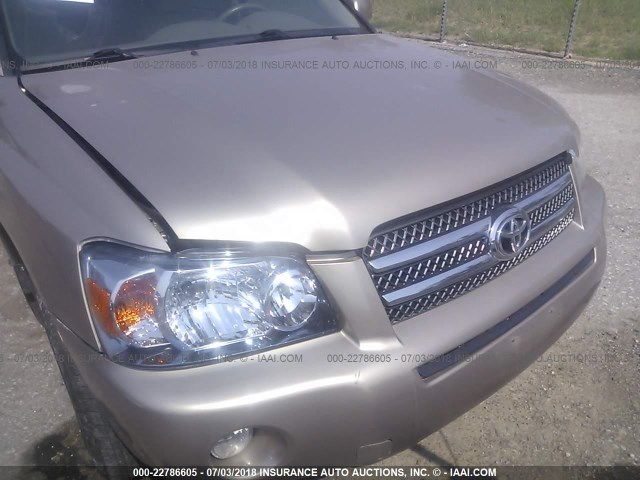 JTEEW21A060024164 - 2006 TOYOTA HIGHLANDER HYBRID TAN photo 6