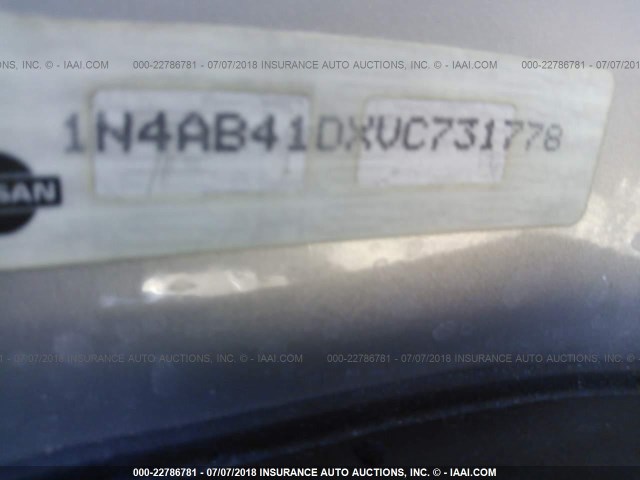 1N4AB41DXVC731778 - 1997 NISSAN SENTRA XE/GXE/GLE/BASE SILVER photo 9