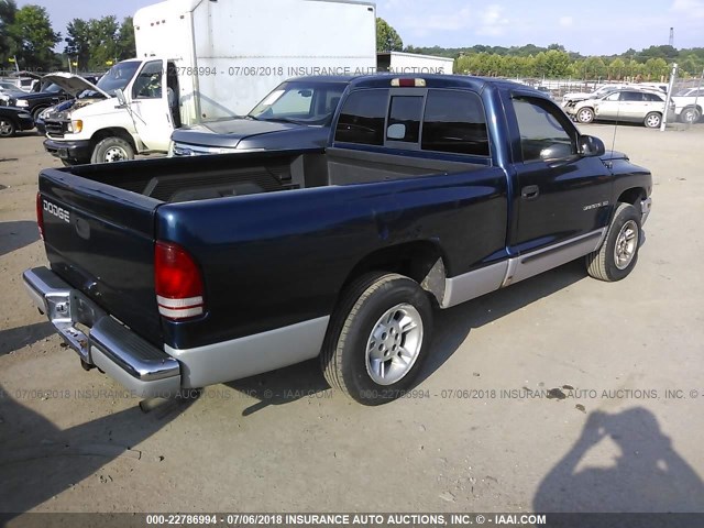 1B7FL26X4YS730494 - 2000 DODGE DAKOTA BLUE photo 4