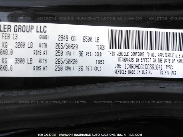 1C4RDHDG1DC661641 - 2013 DODGE DURANGO CREW BLACK photo 9