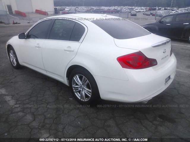 JN1DV6ARXBM450966 - 2011 INFINITI G25 WHITE photo 3