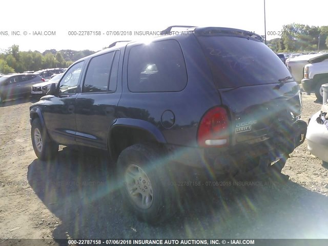 1D4HS48N43F560581 - 2003 DODGE DURANGO SLT BLUE photo 3