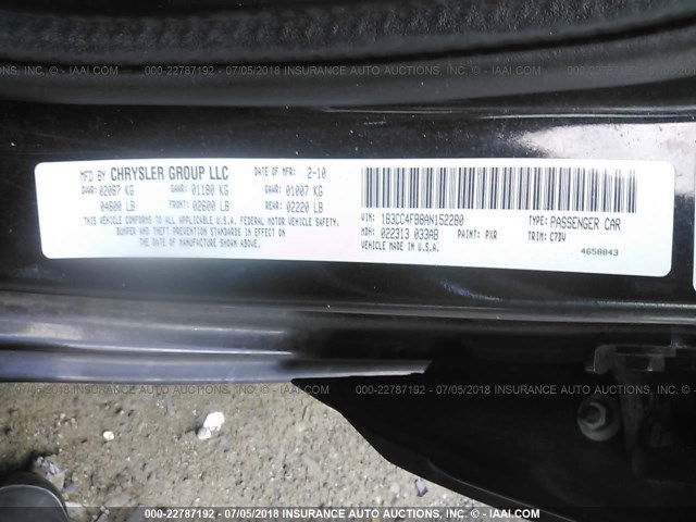 1B3CC4FB8AN152280 - 2010 DODGE AVENGER SXT BLACK photo 9