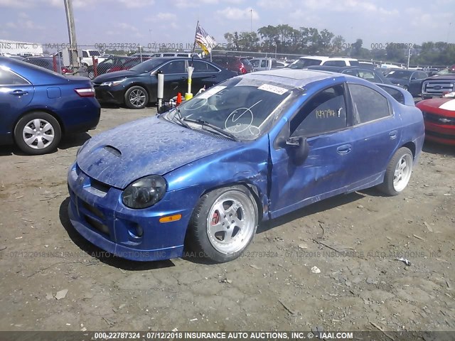 1B3ES66S54D535658 - 2004 DODGE NEON SRT-4 BLUE photo 2