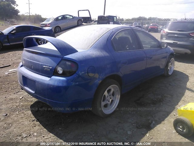 1B3ES66S54D535658 - 2004 DODGE NEON SRT-4 BLUE photo 4