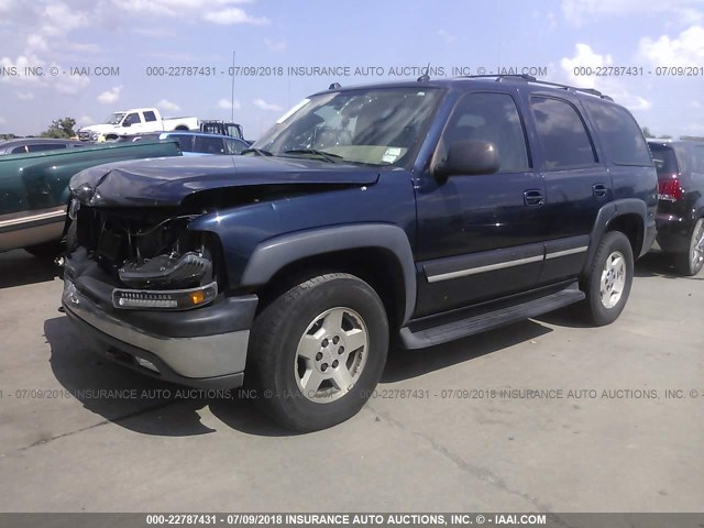 1GNEK13T15J266356 - 2005 CHEVROLET TAHOE K1500 BLUE photo 2