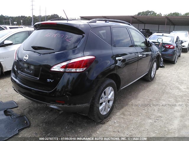 JN8AZ1MU0DW210506 - 2013 NISSAN MURANO S/SL/LE BLACK photo 4