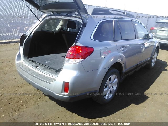 4S4BRBCC4B3318832 - 2011 SUBARU OUTBACK 2.5I PREMIUM GRAY photo 4