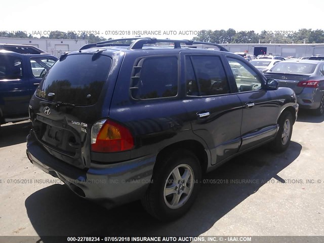 KM8SC13E34U823402 - 2004 HYUNDAI SANTA FE GLS/LX Dark Blue photo 4