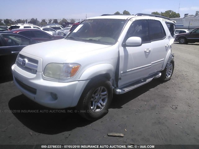 5TDZT38AX5S242487 - 2005 TOYOTA SEQUOIA LIMITED WHITE photo 2