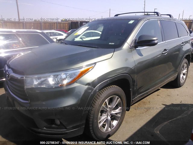 5TDBKRFH7FS207236 - 2015 TOYOTA HIGHLANDER LE/LE PLUS GREEN photo 2