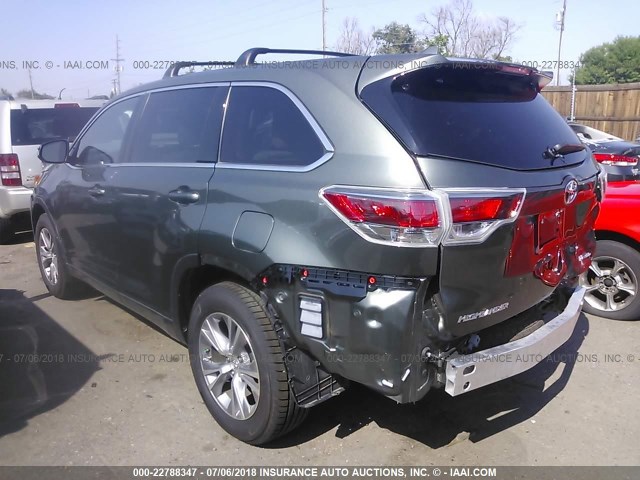 5TDBKRFH7FS207236 - 2015 TOYOTA HIGHLANDER LE/LE PLUS GREEN photo 3