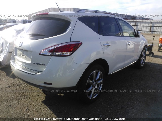 JN8AZ1MU9CW114193 - 2012 NISSAN MURANO S/SL/LE WHITE photo 4