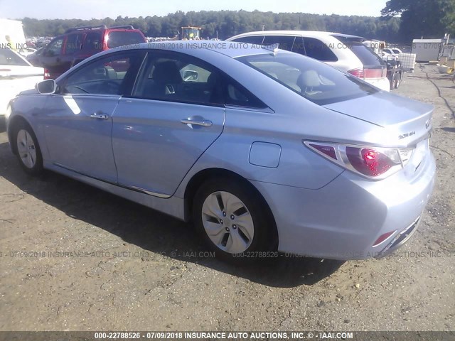 KMHEC4A46DA087260 - 2013 HYUNDAI SONATA HYBRID Light Blue photo 3