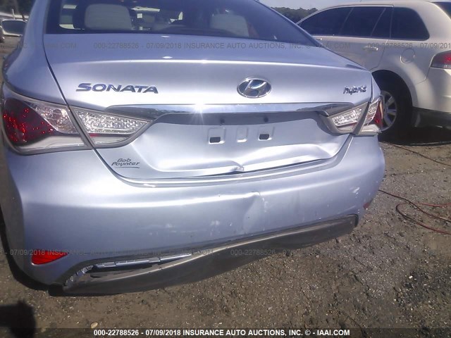 KMHEC4A46DA087260 - 2013 HYUNDAI SONATA HYBRID Light Blue photo 6