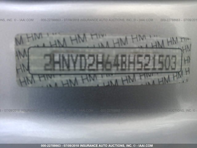 2HNYD2H64BH521503 - 2011 ACURA MDX TECHNOLOGY SILVER photo 9