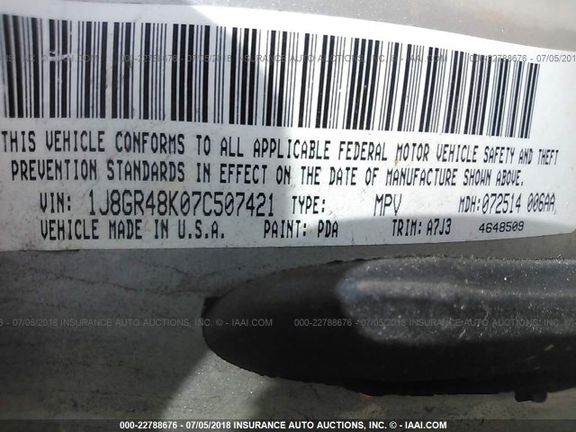 1J8GR48K07C507421 - 2007 JEEP GRAND CHEROKEE LAREDO/COLUMBIA/FREEDOM 棕色 照片 9