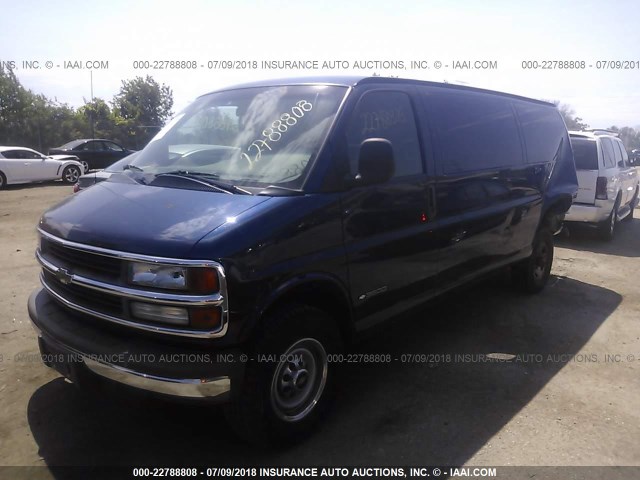 1GCHG39R911203692 - 2001 CHEVROLET EXPRESS G3500  BLUE photo 2