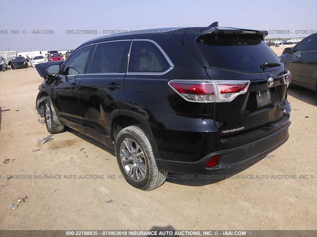 5TDKKRFH0FS098683 - 2015 TOYOTA HIGHLANDER XLE შავი ფოტო 3