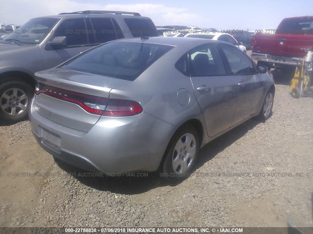 1C3CDFAA0FD252199 - 2015 DODGE DART SE SILVER photo 4