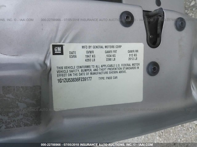 1G1ZU53836F239177 - 2006 CHEVROLET MALIBU LTZ 银色 照片 9