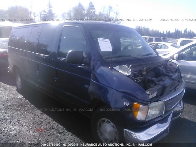 1FMRE11L41HA87195 - 2001 FORD ECONOLINE E150 WAGON Dark Blue photo 1