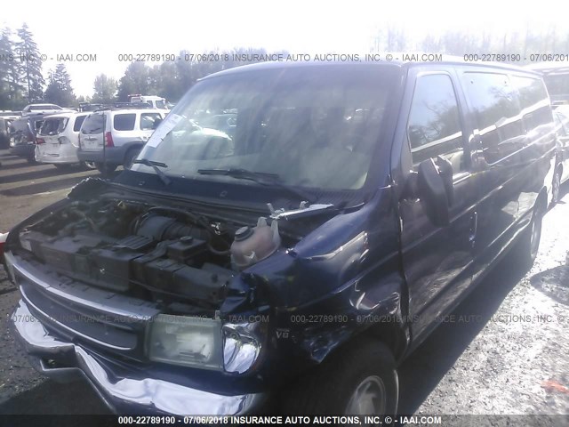 1FMRE11L41HA87195 - 2001 FORD ECONOLINE E150 WAGON Dark Blue photo 2