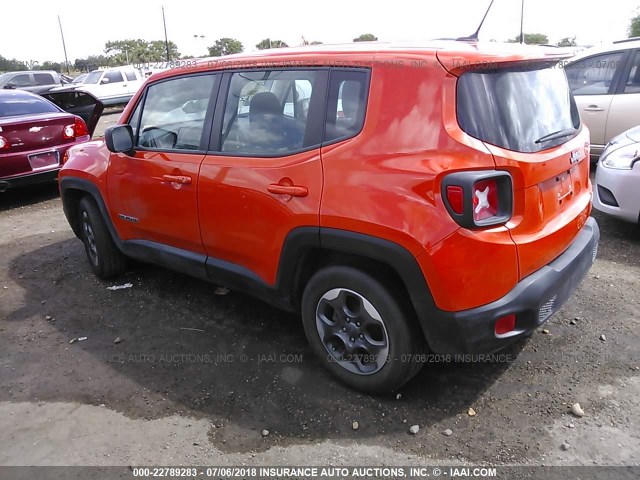 ZACCJAAT7GPC70291 - 2016 JEEP RENEGADE SPORT Նարնջագույն լուսանկար 3