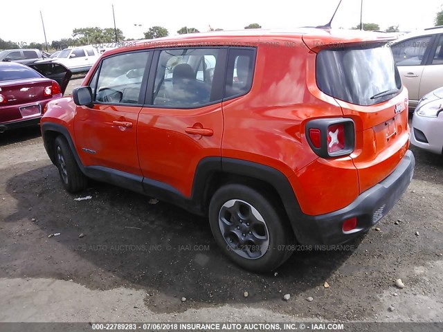 ZACCJAAT7GPC70291 - 2016 JEEP RENEGADE SPORT ORANGE photo 3