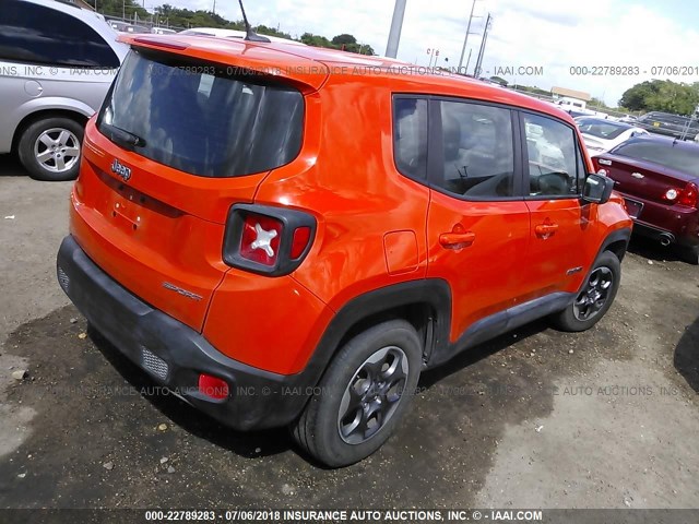 ZACCJAAT7GPC70291 - 2016 JEEP RENEGADE SPORT Նարնջագույն լուսանկար 4