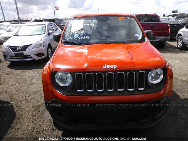 ZACCJAAT7GPC70291 - 2016 JEEP RENEGADE SPORT Նարնջագույն լուսանկար 6