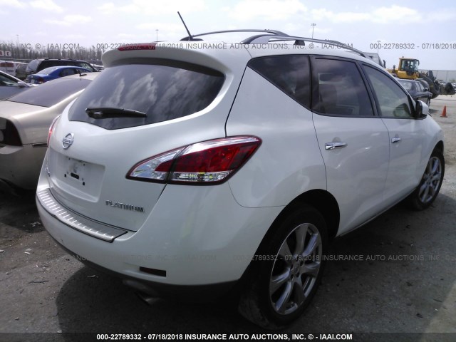 JN8AZ1MU8CW120499 - 2012 NISSAN MURANO S/SL/LE WHITE photo 4