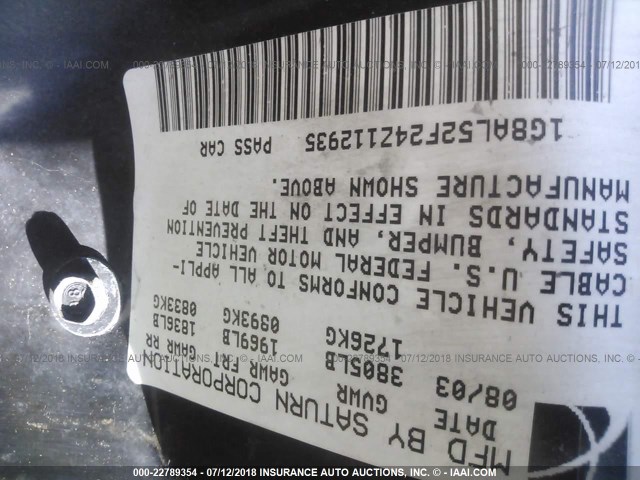 1G8AL52F24Z112935 - 2004 SATURN ION LEVEL 3 SILVER photo 9