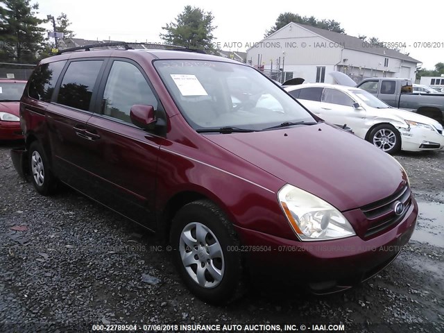 KNDMB233166031115 - 2006 KIA SEDONA EX/LX MAROON photo 1