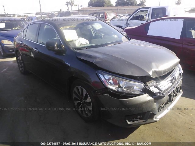 1HGCR6F51EA006238 - 2014 HONDA ACCORD HYBRID/EXL GRAY photo 1