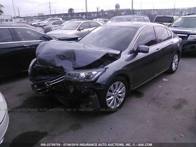 1HGCR2F86EA212576 - 2014 HONDA ACCORD EXL GRAY photo 2